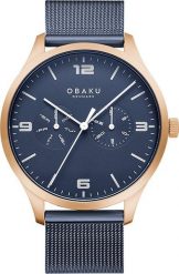 Zegarek OBAKU Zegarek męski Obaku Denmark V249GMVLML niebieski. Niebieskie zegarki męskie Obaku. Za 468.00 zł.