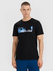 4F T-shirt regular z nadrukiem męski - czarny XXL. Czarne t-shirty męskie 4f, m, bez wzorów, z bawełny, bez kołnierzyka, bez ramiączek. Za 59.99 zł.