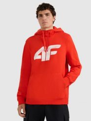 4F Bluza dresowa nierozpinana z kapturem męska - czerwona S. Czerwone bluzy z kapturem męskie 4f, m, bez wzorów, z bawełny, z kapturem. Za 159.99 zł.