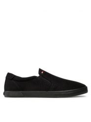 Tommy Hilfiger Tenisówki Iconic Slip On FM0FM00597 Czarny. Czarne trampki męskie Tommy Hilfiger, bez wzorów, z materiału, bez zapięcia. Za 159.99 zł.
