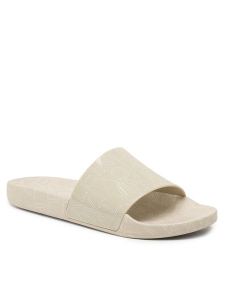 Calvin Klein Klapki Pool Slide Rubber HM0HM01062 Beżowy. Brązowe klapki i japonki męskie Calvin Klein, bez wzorów, z syntetyku. Za 209.99 zł.