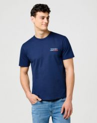 MESKA KOSZULKA WRANGLER SMALL AMERICANA TEE NAVY 112371410. Niebieskie t-shirty męskie Wrangler, l, bez wzorów, bez kołnierzyka, bez ramiączek. Za 79.99 zł.
