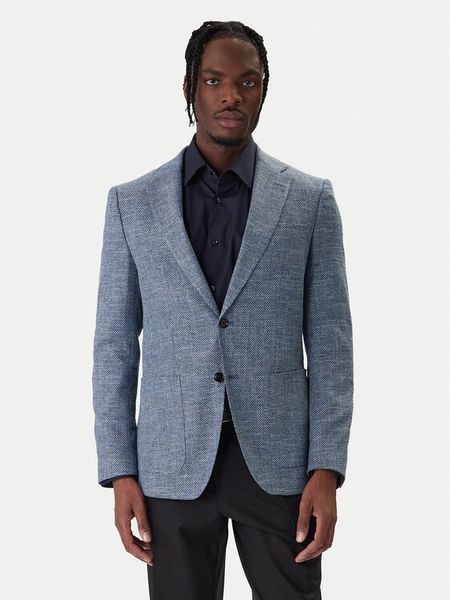 BOSS Marynarka H-Hutson 50556910 Granatowy Regular Fit. Niebieskie marynarki męskie Boss, m, bez wzorów, z bawełny. Za 1,799.00 zł.