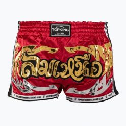 Spodenki treningowe Top King Retro Muaythai. Czerwone szorty sportowe męskie TOP KING, bez wzorów, retro. Za 199.99 zł.