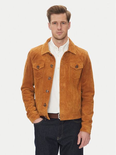 Serge Pariente Kurtka skórzana Jeans Brązowy Regular Fit. Brązowe kurtki męskie Serge Pariente, m, bez wzorów, z jeansu, bez ramiączek, bez kaptura. Za 1,359.00 zł.