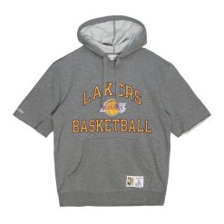 Polar z kapturem Los Angeles Lakers. Szare bluzy z polaru męskie Mitchell & Ness, m, bez wzorów, z polaru, bez ramiączek, z kapturem. Za 377.50 zł.