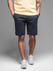 Casualowe męskie szorty SLIM FIT z dzianiny żakardowej granatowe V1 OM-SRCS-0168 S. Szorty sportowe męskie Ombre, bez wzorów, z dzianiny, sportowe. Za 196.65 zł.