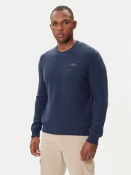 Aeronautica Militare Sweter 252MA1586UL00904 Granatowy Regular Fit. Niebieskie kardigany męskie Aeronautica Militare, m, bez wzorów, z bawełny, bez ramiączek. Za 859.99 zł.