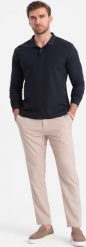 Ombre Longsleeve męski z kołnierzykiem polo - granatowy V3 OM-POBL-0114 XXL. Niebieskie koszulki polo męskie Ombre, m, bez wzorów, bez kołnierzyka, bez ramiączek. Za 49.99 zł.