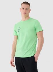 4F T-shirt regular z nadrukiem męski - zielony XXL. Zielone t-shirty męskie 4f, m, bez wzorów, z bawełny, bez kołnierzyka, bez ramiączek. Za 69.99 zł.