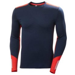 Bluza termoaktywna męska Helly Hansen LIFA Merino Midweight Crew. Niebieskie bluzy nierozpinane męskie Helly Hansen, m, bez wzorów, z wełny, sportowe, bez ramiączek, bez kaptura. Za 365.00 zł.