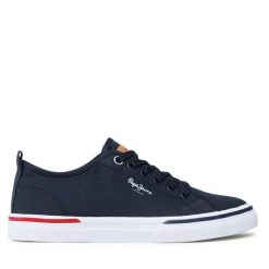 Tenisówki Pepe Jeans. Niebieskie trampki męskie Pepe Jeans, bez wzorów, z jeansu, bez zapięcia. Za 219.99 zł.