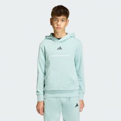 Bluza z kapturem adidas Slogan Fleece Hoodie. Zielone bluzy z kapturem męskie ADIDAS, bez wzorów, z kapturem. Za 179.00 zł.