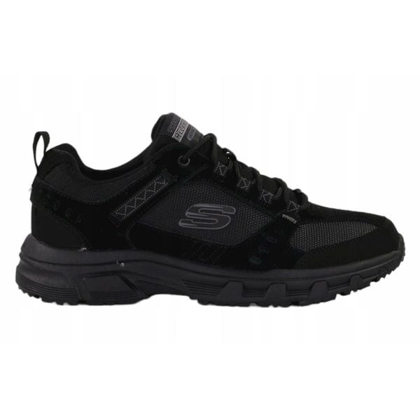 Buty męskie SKECHERS Oak Canyon. Czarne buty trekkingowe męskie Skechers, bez wzorów, sportowe, bez obcasa, bez zapięcia. Za 229.99 zł.