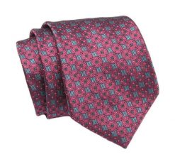 Klasyczny Krawat, Czerwono-Granatowy, Wzór Geometryczny, Męski, 7cm -Angelo di Monti. Czerwone krawaty i muchy męskie Angelo di Monti, bez wzorów, z tkaniny, eleganckie. Za 45.00 zł.
