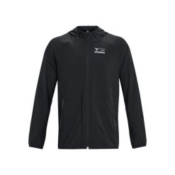 Kurtka Under Armour Project Rock Unstoppable. Czarne kurtki męskie Under Armour, l, bez wzorów, rockowe, bez ramiączek, bez kaptura. Za 638.00 zł.