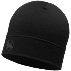 Czapka BUFF MERINO LIGHTWEIGHT BEANIE SOLID BLACK. Czarne czapki męskie Buff, bez wzorów, z wełny, sportowe. W wyprzedaży za 129.99 zł.