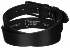 Pasek skórzany Peterson [DH] PTN PM-27 czarny. Czarne paski męskie Peterson, bez wzorów, ze skóry, eleganckie. Za 41.99 zł.