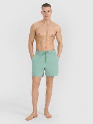 4F Spodenki plażowe męskie - oliwkowe/khaki XXL. Brązowe szorty męskie 4f, bez wzorów, z materiału, wakacyjne. W wyprzedaży za 59.99 zł.