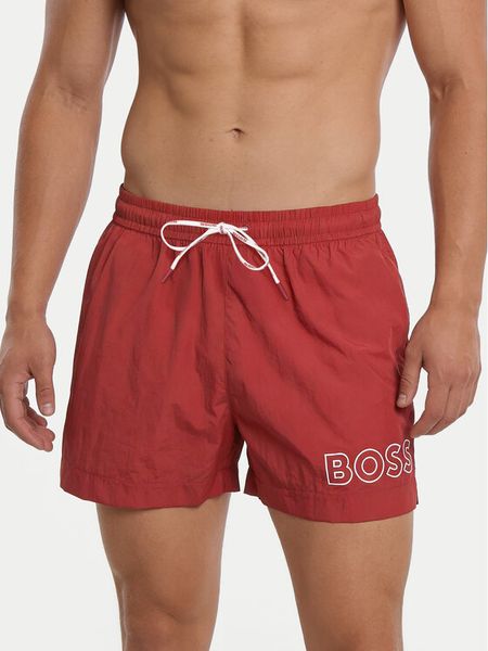 BOSS Szorty kąpielowe Mooneye 50469280 Czerwony Regular Fit. Czerwone kąpielówki męskie Boss, m, bez wzorów, z syntetyku. Za 229.99 zł.