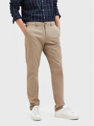 Selected Homme Chinosy New 16087663 Beżowy Slim Fit. Brązowe eleganckie spodnie męskie Selected Homme, bez wzorów, z bawełny. Za 229.99 zł.