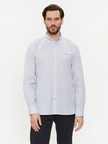 Tommy Hilfiger Koszula MW0MW33762 Błękitny Regular Fit. Niebieskie koszule męskie Tommy Hilfiger, m, bez wzorów, z bawełny, bez kołnierzyka, bez ramiączek. Za 239.99 zł.