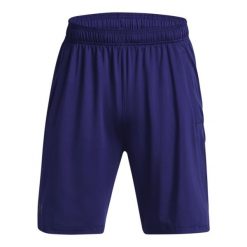 Spodnie sportowe męskie Under Armour 1376955468. Niebieskie spodnie dresowe męskie Under Armour, bez wzorów, z materiału, krótkie. Za 164.00 zł.