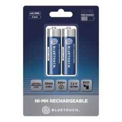 Klasyczne akumulatory BLUETOUCH; typ AA, 3000 mWh. Niebieskie sztyblety męskie BLUETOUCH, bez obcasa, bez zapięcia. Za 26.90 zł.