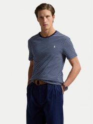 Polo Ralph Lauren T-Shirt 710961128003 Granatowy Custom Fit. Niebieskie koszulki polo męskie Polo Ralph Lauren, m, bez wzorów, z bawełny, bez kołnierzyka, bez ramiączek. Za 269.99 zł.