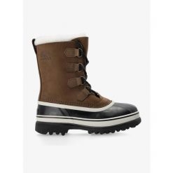 Śniegowce męskie Sorel Caribou WP. Brązowe buty trekkingowe męskie Sorel, bez wzorów, sportowe, bez obcasa, bez zapięcia. Za 761.99 zł.