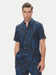 Tommy Hilfiger Koszula Tropical MW0MW38586 Granatowy Regular Fit. Niebieskie koszule męskie Tommy Hilfiger, m, bez wzorów, ze lnu, bez kołnierzyka, bez ramiączek. Za 259.99 zł.