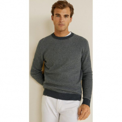 Mango Man - Sweter Dotty. Szare swetry męskie Mango Man, z bawełny, z okrągłym kołnierzem, z krótkim rękawem. Za 199.90 zł.