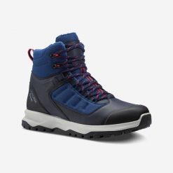 Buty turystyczne męskie Quechua MH500 Mid wodoodporne. Czerwone buty trekkingowe męskie QUECHUA, na zimę, bez wzorów, sportowe, bez obcasa, bez zapięcia. Za 349.99 zł.