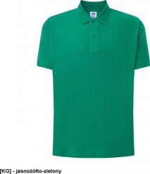 JHK PORA 210 - męskie polo z krótkim rękawem 100% stabilizowana bawełna, 200- 210g - jasnożółto-zielony XS. Zielone koszulki polo męskie JHK, m, bez wzorów, z bawełny, bez kołnierzyka, bez ramiączek. Za 30.78 zł.