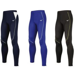 Legginsy premium Mizuno JPN. Niebieskie legginsy męskie Mizuno, bez wzorów, do biegania. W wyprzedaży za 184.15 zł.