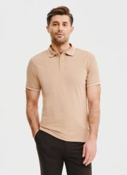 PAKO LORENTE – T-shirt polo w kolorze brązowym. Brązowe koszulki polo męskie Pako Lorente, m, bez wzorów, z bawełny, bez kołnierzyka, bez ramiączek. Za 149.99 zł.