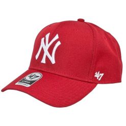 Czapka z daszkiem dla dorosłych 47 Brand New York Yankees. Czerwone czapki męskie 47 Brand, bez wzorów, sportowe. Za 119.99 zł.