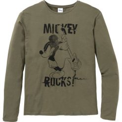 Shirt "Mickey Mouse", długi rękaw SLIM FIT bonprix oliwkowy. Koszulki męskie z długim rękawem marki bonprix. Za 29.99 zł.