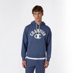 Bluza z kapturem męska Champion. Niebieskie bluzy z kapturem męskie CHAMPION, m, bez wzorów, z tkaniny, z kapturem. Za 249.99 zł.