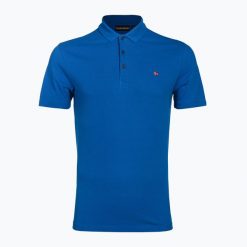Koszulka polo męska Napapijri Ealis. Niebieskie koszulki polo męskie Napapijri, m, bez wzorów, bez kołnierzyka, bez ramiączek. Za 229.99 zł.