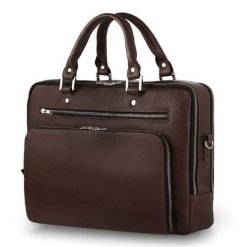 Skórzana męska torba na laptopa Solier SL24 Shannon ciemny brąz. Brązowe torby na laptopa męskie Solier, bez wzorów, ze skóry. Za 799.98 zł.