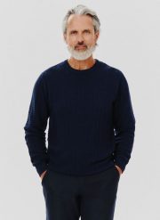PAKO LORENTE – Męski sweter w kolorze granatowym. Swetry męskie Pako Lorente, bez wzorów, z bawełny, bez kołnierzyka, bez ramiączek. Za 89.99 zł.