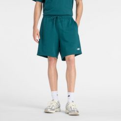 Spodenki męskie New Balance MS41520AAV – zielone. Zielone szorty sportowe męskie New Balance, bez wzorów, z bawełny, klasyczne. Za 199.99 zł.