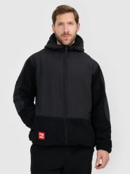 4F Polar sherpa loose z kapturem męski - czarny S. Czarne bluzy z polaru męskie 4f, m, bez wzorów, z materiału, klasyczne, bez ramiączek, z kapturem. Za 299.99 zł.