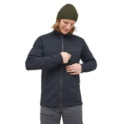 Kurtka turystyczna Haglöfs Rosson Mid. Czarne kurtki męskie Haglöfs, bez wzorów, sportowe, bez ramiączek, bez kaptura. Za 466.30 zł.