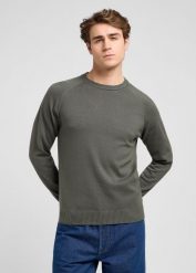 MESKI SWETER LEE CLEAN RAGLAN SWEATER OLIVE GRAY 112370537. Szare swetry męskie Lee, bez wzorów, bez kołnierzyka, bez ramiączek. Za 169.99 zł.