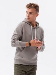 Bluza męska z kapturem BASIC - ciepłoszara V18 - Rozmiar: XL. Szare bluzy z kapturem męskie Ombre Clothing, m, bez wzorów, z bawełny, z kapturem. W wyprzedaży za 43.49 zł.