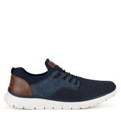 Półbuty Rieker. Niebieskie codzienne półbuty męskie Rieker, bez wzorów, bez obcasa, bez zapięcia. Za 219.99 zł.