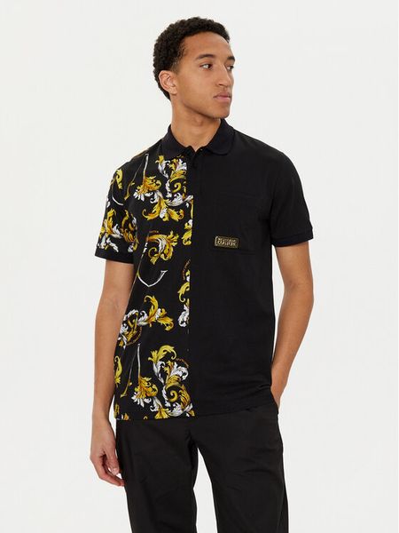 Versace Jeans Couture Polo 78GAG625 Czarny Regular Fit. Czarne koszulki polo męskie Versace Jeans Couture, m, bez wzorów, z bawełny, bez kołnierzyka, bez ramiączek. Za 489.00 zł.