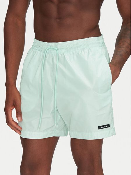 Calvin Klein Swimwear Szorty kąpielowe KM0KM01111 Zielony Regular Fit. Zielone kąpielówki męskie Calvin Klein Swimwear, m, bez wzorów, z syntetyku. Za 289.99 zł.